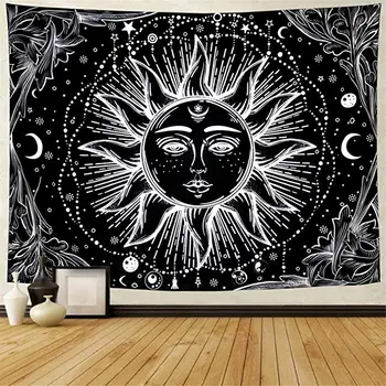 Mandala Čierna Biela Sun Moon Gobelín Nástenné Závesné Nástenné Gobelíny Čiar Hippie Gobelín Nástenné Koberce Psychedelic Gobelín