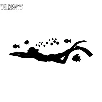 Volkrays Zaujímavé Auto Nálepky Potápanie Diver Tichom Morských Príslušenstvo Reflexné Waterprppf Vinyl Kotúča, Black/Silver,4cm*15 cm