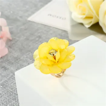 Dayoff kórejský Krásny Kvet Ženy, Svadobné Zásnubné Prstene pre Ženy Fashion Party Open Drahokamu Prst Prsteň, Šperky R436