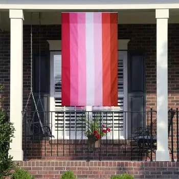 Amosfun Módne LESBICKÉ Polyester Veľké Odolné Pride Vlajka Outdoor Banner Rainbow Lesbické Príznak Pre Rúž Lesbickej Hrdosti Vlajka
