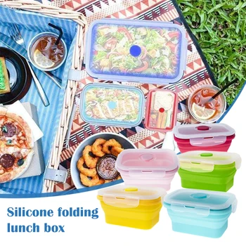 Silikónové Skladacie Bento Box Rozkladacie Prenosné Lunch Box Riadu Potravín Kontajner pre Deti, Dospelých Drop Shipping