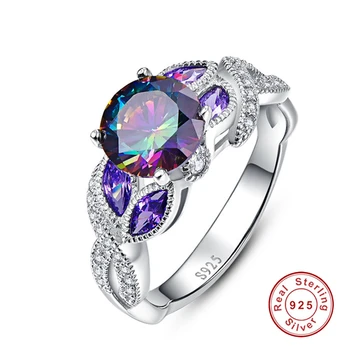 New Mystický Rainbow Topaz S925 Šterlingov Strieborné Prstene Sapphire Zásnubný Prsteň pre Ženy Pôvodné Ženské Jemné Šperky
