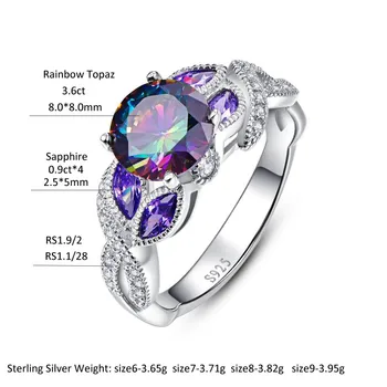 New Mystický Rainbow Topaz S925 Šterlingov Strieborné Prstene Sapphire Zásnubný Prsteň pre Ženy Pôvodné Ženské Jemné Šperky
