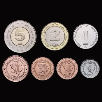 Reálne Pôvodná Minca Uncirculated Bosne a Hercegovine Mince Celý Set 7 Unc
