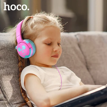 HOCO Detské Káblové Slúchadlá Pre Deti S Mikrofónom Max 85 db pre potravinársky Materiál Over-Ear Slúchadlá Pre Deti iPad, Kindle