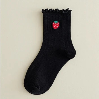 Módne Zdobené Vyšívané Ponožka Jar Leto Japonsko Harajuku Kawaii Cartoon Ovocie Bavlnené Ponožky Dievča Streetwear Šťastný Bežné SOX