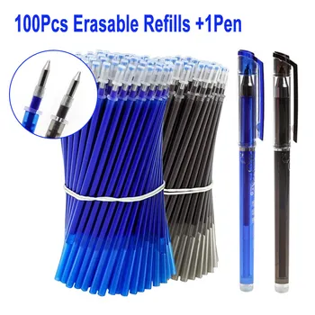 101Pcs/Set Vymazateľné Gél Pera 0,5 mm Vymazateľné Pero Náplň Rod Modrý Čierny Atrament Bullet Style Penpoint Umývateľný Rukoväť Papiernictvo Nástroj