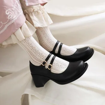 Dámske Polovice Robustný Popínavé Rastliny Päty Platforma Topánky Sandále Bežné Gotická Čierna Biela Oxfords Retro Japonský Harajuku Plus Veľkosť 2021