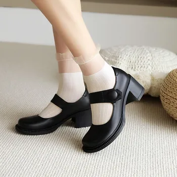 Dámske Polovice Robustný Popínavé Rastliny Päty Platforma Topánky Sandále Bežné Gotická Čierna Biela Oxfords Retro Japonský Harajuku Plus Veľkosť 2021