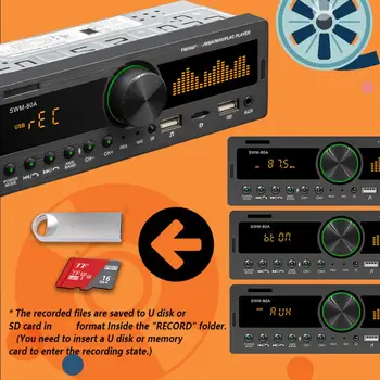 Auto Stereo Audio FM AM AUX RCA U Diskov Kartu Čítanie autorádia Hráč Dual USB luetooth Hands-free Kartu Vložiť Rádio MP3 Prehrávač