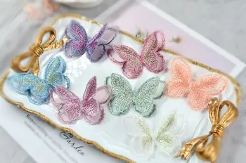 6pcs Farebné Top Triedy 3D Butterfly Appliques Ručné Oblečenie, Dekorácie Organza Motýľ Patch Tričko Nohavice Materiál X912