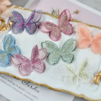 6pcs Farebné Top Triedy 3D Butterfly Appliques Ručné Oblečenie, Dekorácie Organza Motýľ Patch Tričko Nohavice Materiál X912