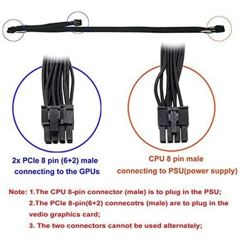 ATX CPU 8 Pin Male na Dual PCIe 2X 8 Pin (6+2) Mužskej Napájací Adaptér Kábel pre Corsair Modulárny Napájací zdroj (63 cm+23 cm)