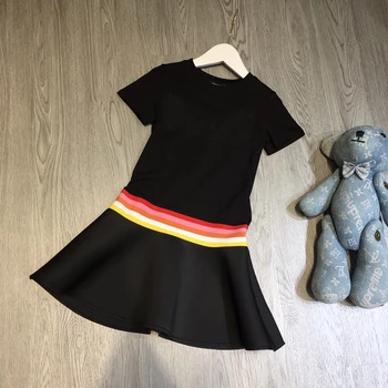 2021 deti, dievčatá, letné módne šaty baby girl black pink bežné šaty