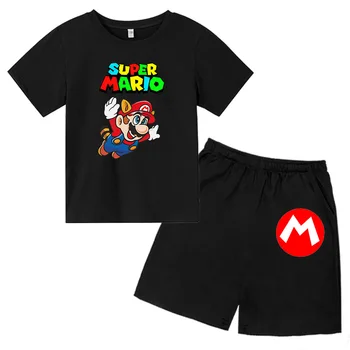 Roztomilý Kreslený Super Mario Deti T-Shirt + Šortky Chlapčenské Dievčenské Farby Oblečenie, Bežné Sady Pohodlné Bavlnené 4t-taktné-14T Lete