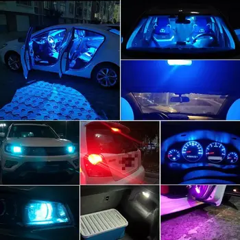 10Pcs T10 W5W Sklo Bývanie, Auto LED Žiarovka 6000K Super Jasná Biela Modrá Žltá Klin špz Lampa Dome Malé Žiarovky