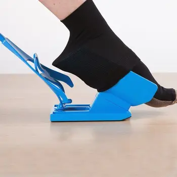 1pc Ponožka Jazdca Pomoci Modrá Helper Kit Pomáha Dať Ponožky Na Vypnuté Žiadne Ohýbanie Obuvi Horn Vhodné Pre Ponožky Nohy Rovnátka Podporu