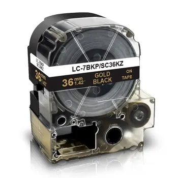 Topcolor 3PK Kompatibilné Epson 36 mm Označenie Páskou KingJim Label Maker SC36KZ Zlata v Black Tlačiarne Páska pre Epson Labeller LW1000P