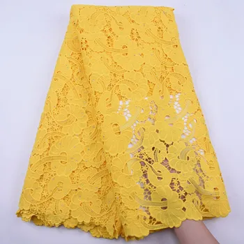 Nový Príchod Žltá Afriky Guipure Kábel Čipky Textílie 2020 Vysoko Kvalitnej Čipky Rozpustné Vo Vode Pre Nigérijský Svadobné Šaty Textílie S1959