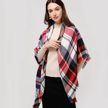 Autor 2021 pletené jar zimné ženy kockovaný šál teplé cashmere šály, šatky, luxusné značky krku šatka na krk