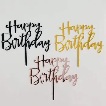 1pcs ružové Zlato Strieborná Ružová Happy Birthday Akryl List Tortu Vňaťou pre 1. Narodeniny Party Cake Dekorácie
