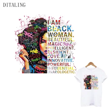 Krásne Čierne Ženy Prenos Tepla Patch Žehlička Na Prenos Na Oblečenie DIY T-Shirt Topy Bunda Nálepky Vlastné Úrovni Vinyl Patch