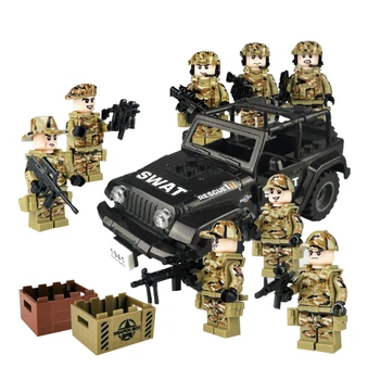 Vojenské Tím Zbraň Polícia Model Army Minifigures Guľomet Vojenské Stavebné Bloky Mini Blok Hračky Pre Chlapcov