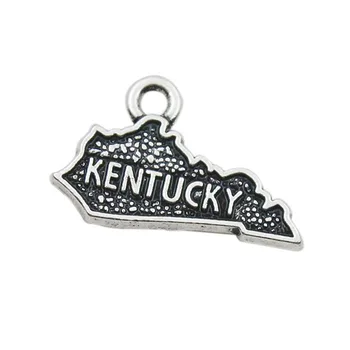 RAINXTAR Vintage Zliatiny Amerického Štátu Mapu Charms Kentucky Mapu Charms 12*19 mm AAC292