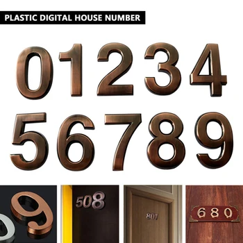 Nové 0-9 Bronzové Číslo Domu Číslic Nálepky Doska Prihláste sa Číslovka Byt Home Hotel funkčné Dvere Adresu ABS plast Nálepky