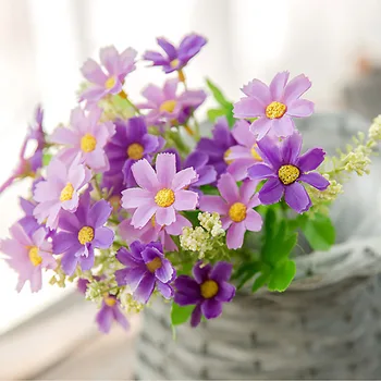 Umelá Kvetina, Bohaté na DIY Domáce Dekorácie Málo Daisy Banda Malé Čerstvé 7 Vidlice Vnútorné Plastové Kvety Imitácia Rastliny
