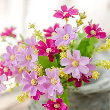 Umelá Kvetina, Bohaté na DIY Domáce Dekorácie Málo Daisy Banda Malé Čerstvé 7 Vidlice Vnútorné Plastové Kvety Imitácia Rastliny