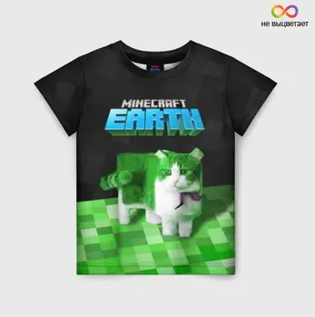Deti T-shirt 3D Minecraft Zeme-cat