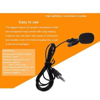 Univerzálny Mini 3,5 mm Mikrofón Slúchadlá Klope Lavalier Klip pre PC, Notebook Lound Reproduktor Výučby Konferencie Káblové pripojenie Externého Mikrofónu