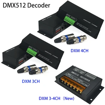 DMX512 Dekodér Stmievač DC12-24V 3CH * 8A/ 4CH x 4A 3/4 Kanál Ovládač RGBW DC12V-24V Pre RGB 5050 3528 Svetlo Bar