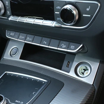 Auto Styling Cigaretový Zapaľovač Panel Dekorácie Kryt Výbava Pre Audi Q5 FY 2018 2019 LHD Nehrdzavejúcej Ocele Interiérové Doplnky