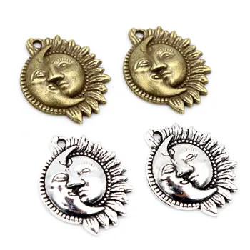 20pcs 16x20mm Starožitné Strieborné Pozlátené Bronzové Mesiac, Slnko, Kvet Ručne vyrábané Prívesky Prívesok DIY Šperky Nálezy na náramok, náhrdelník