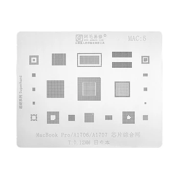 Amaoe MAC5 BGA Šablóny Pre Macbook Pro A1706 A1707 CPU RAM WIFI MOC NAND Čipu IC Dič Rastlín Čistá Oceľ Oka Tepla Šablóny 0.12 mm