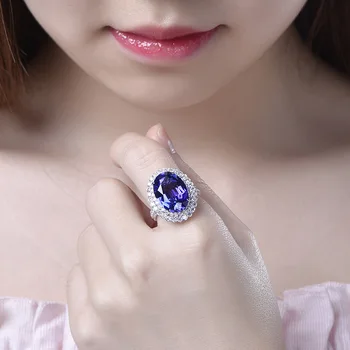 QTT Jemné Crystal Krúžok pre Ženy, Skutočné 925 Silver Klasický Zásnubný Prsteň Pripraviť Oválne CZ Krúžok Ženské Módne Svadobné Šperky