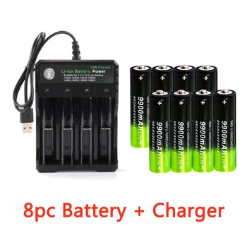 3,7 V 18650 9900mAh Nabíjateľná Batéria 2/4/8pcs Batérie + 4 Sloty 3,7 V 18650 USB nabíjačky