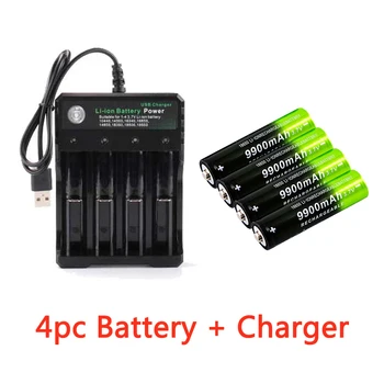 3,7 V 18650 9900mAh Nabíjateľná Batéria 2/4/8pcs Batérie + 4 Sloty 3,7 V 18650 USB nabíjačky