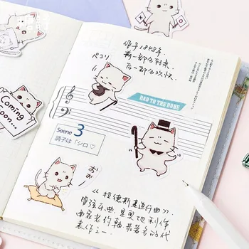 1box Cute Cat Nálepky Scrapbooking Kawaii Školy Grafické efekty Denník Dekorácie Diy Plánovač Album