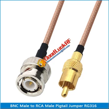 Vysoko kvalitné Q9 BNC Male RCA Samec Pigtail Jumper sledovania Videa RG316 BNC na AV videorekordér Predĺžiť kábel