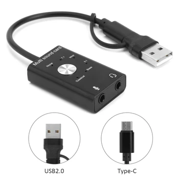 USB Externý Zvuková Karta, USB 2.0 Typu C na 3,5 mm Slúchadlá Konektor pre Mikrofón Audio Adaptér pre MacBook Komponenty Počítača