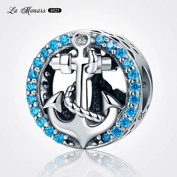 La Menars Nové Blue Anchor Perličiek Fit Pôvodné Kúzlo Náramok Pandora Skutočné 925 Sterling Silver Pre Ženy Šperky DIY Tvorby